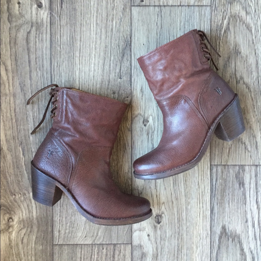 Frye Leather Lace Up Boots Booties Sz 7.5